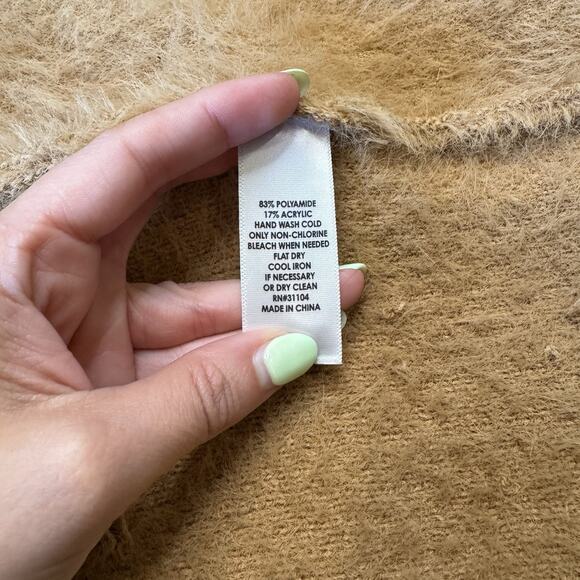 The Limited Mohair Fuzzy Long Cardigan Sweater Tan Camel Womens Sz L NWT - Picture 5 of 5